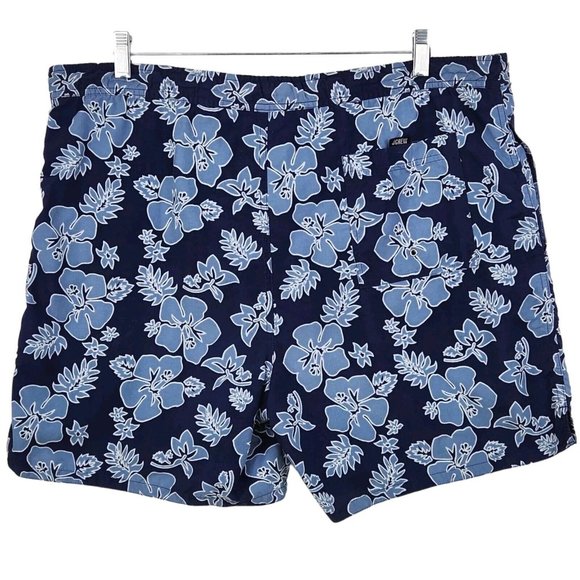J.Crew Men's Tropical Board Shorts Large Blue Gray Hibiscus Flower Hawaiian - Picture 3 of 9